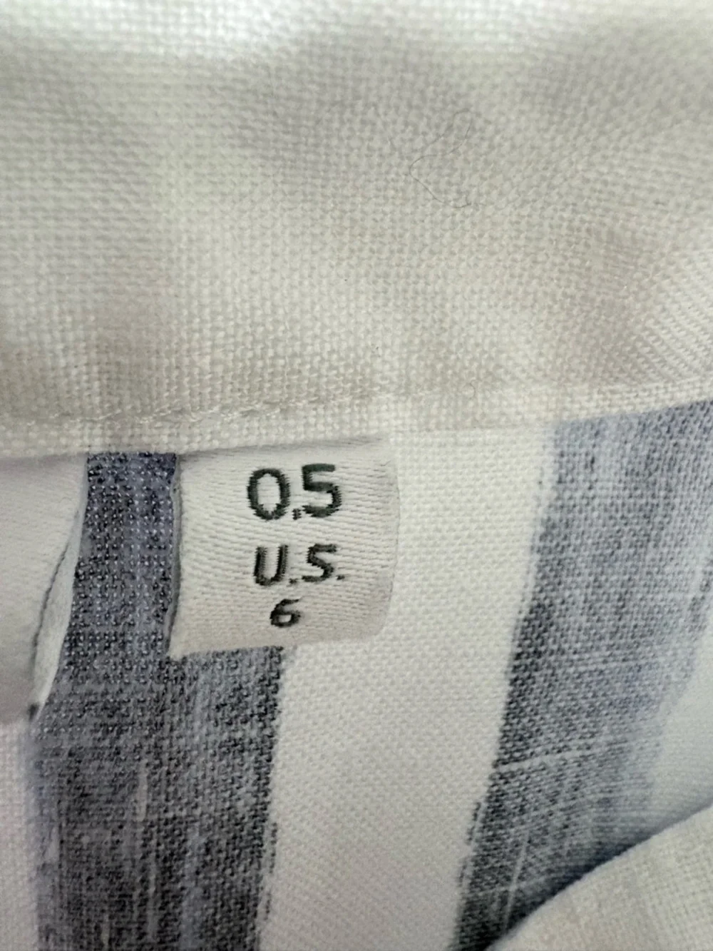 Chico’s Button-Down Linen Shirt with Purple Floral & Navy Stripe Roll Tab Sleeve - Picture 11 of 15